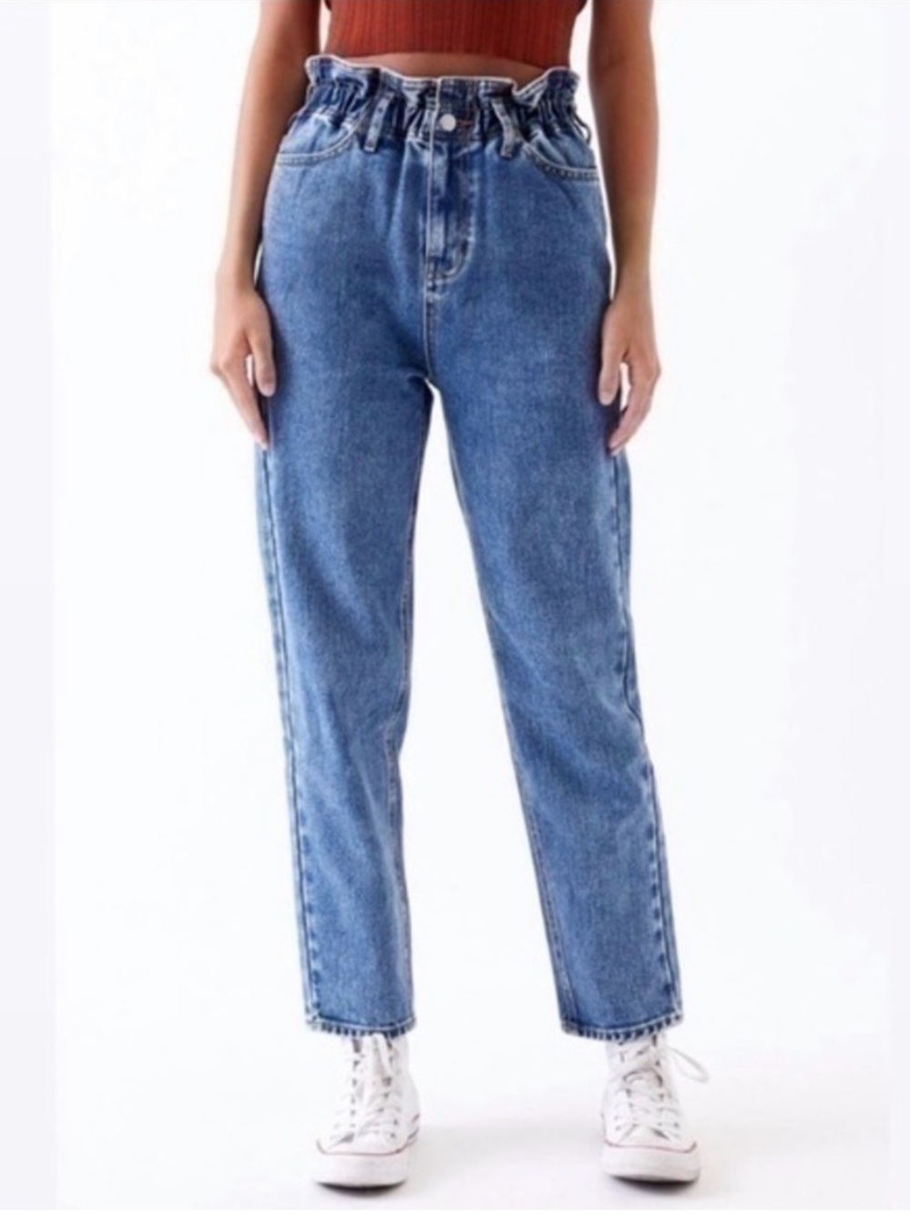 PacSun High-Rise Paperbag Waist Jeans - Blue